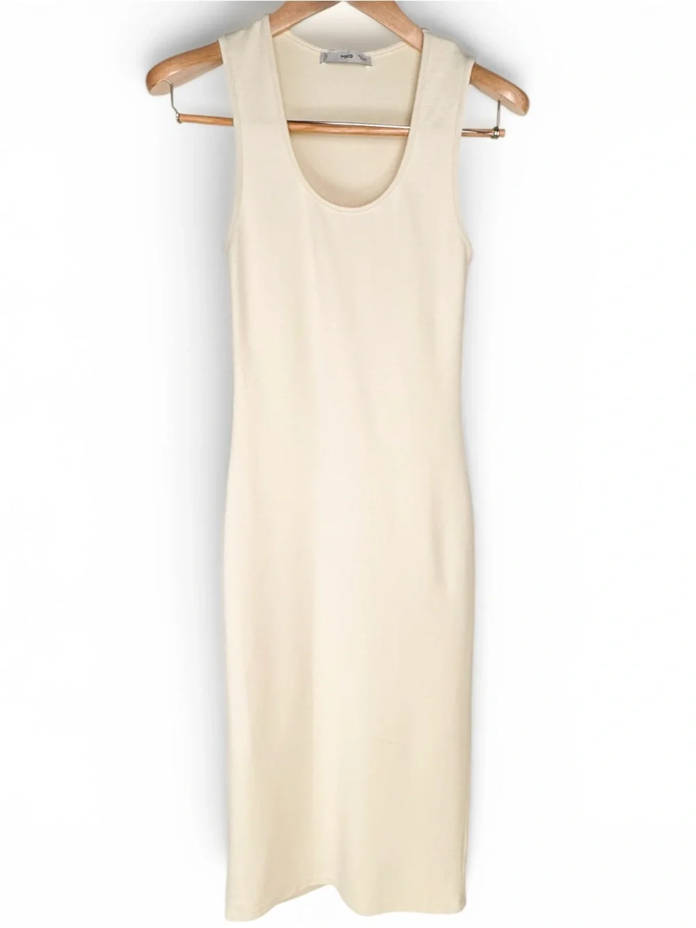 Like New Mango Fitted Midi Dress in Ecru, US 4 - Picture 4 of 7